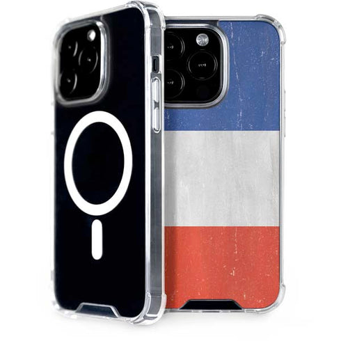 French Flag Distressed iPhone 15 Pro MagSafe Case